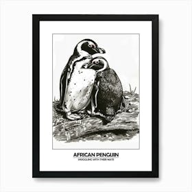 Penguin Snuggling With Their Mate Poster Art Print