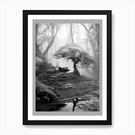 Black And White Forest Art Print