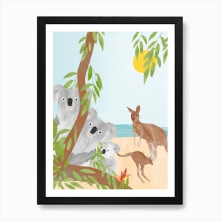 Koalas And Kangaroos Art Print