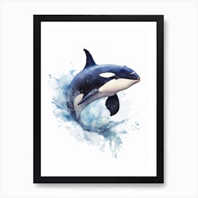 Blue Watercolour Painting Style Of Orca Whale  3 Art Print