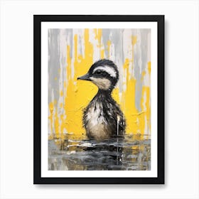 Duckling Grey Black & Yellow Gouache Painting Inspired 6 Art Print