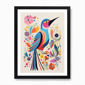 Colourful Scandi Bird Hummingbird 1 Art Print