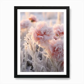 Frosty Botanical Carnation 1 Art Print