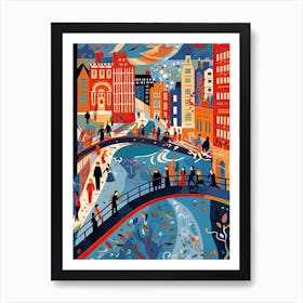 Millennium Bridge, London, England, Colourful 2 Art Print