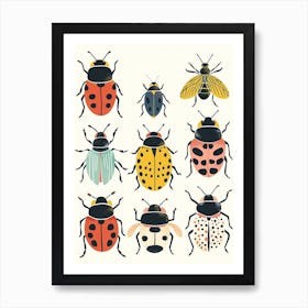 Colourful Insect Illustration Ladybug 14 Art Print