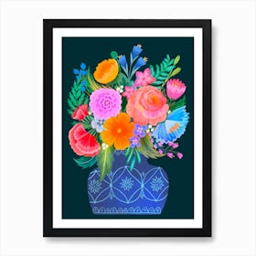 Colorful Flowers In A Vase Art Print