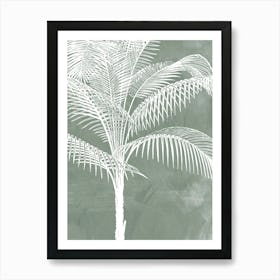 Palm Tree Leaves in Sage Green, Tropical Botanical Art Print