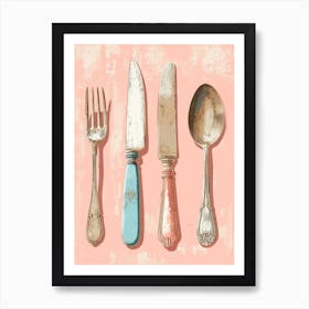 Kitsch Knife Fork Spoon Brushstrokes 4 Art Print