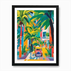 Vintage Car, colorful city Art Print