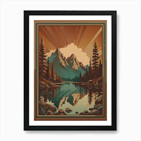 Mountain Landscape Retro Art Print