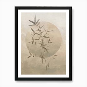 Beige Japadi Scandi Bamboo Tree Artwork Japanese Fine Art Painting Art Print