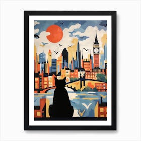 London, United Kingdom Skyline With A Cat 1 Art Print