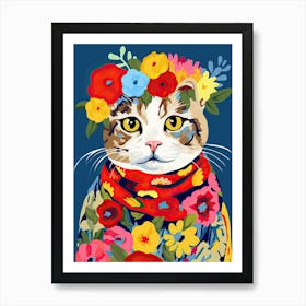Scottish Fold Cat With A Flower Crown Painting Matisse Style 2 Art Print