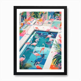 Pool With Flamingos Tropical 3 Art Print