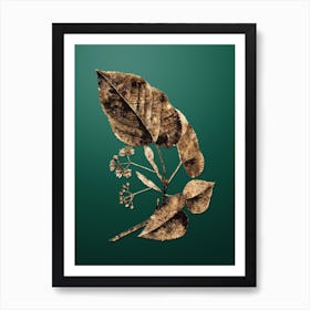 Gold Botanical Linden Tree Branch on Dark Spring Green n.2791 Art Print