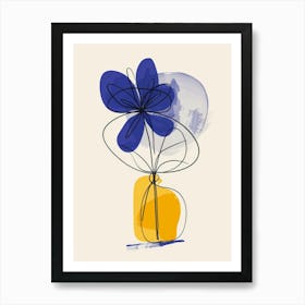 Blue Flower In A Vase Art Print