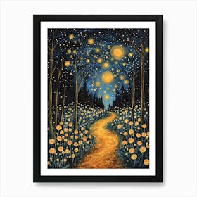 Gustav Klimt Print Starry Night Forest Trees Painting Klimt Exhibition Poster Painting Decor Full Art Print