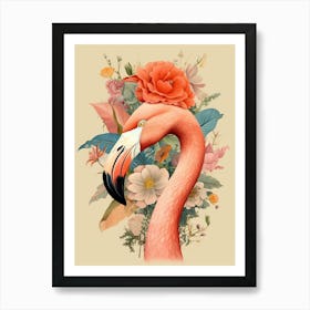 Bird With A Flower Crown Greater Flamingo 1 Art Print