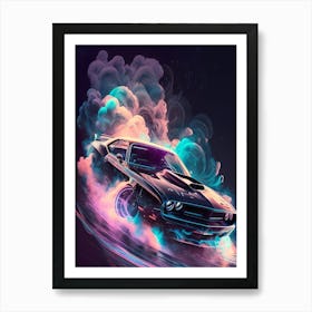 Muscle Smoke Drift Retro Racing vintage classic Car 11 Art Print