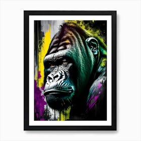 Gorilla With Graffiti Background Gorillas Graffiti Style 4 Art Print