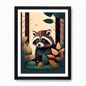 Raccoon In The Forest Art Print