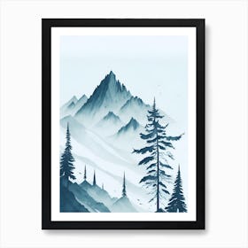 Mountain And Forest In Minimalist Watercolor Vertical Composition 48 Art Print