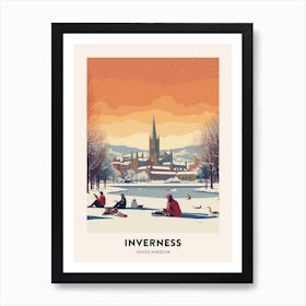 Vintage Winter Travel Poster Inverness United Kingdom 2 Art Print
