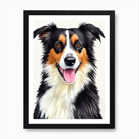 Border Collie Watercolour Dog Art Print