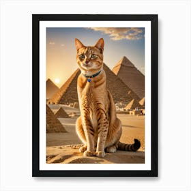 Catventures Across Continents: Selfies at Famous Landmarks Egyptian Cat Póster