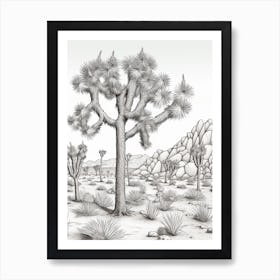  Detailed Drawing Of A Joshua Trees In Mojave Desert 3 Art Print