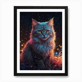 Cat In The Night Sky 1 Art Print