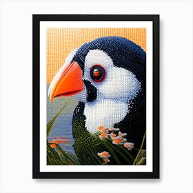 Puffin Pointillism Bird Art Print