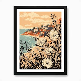 Coastal Postcard, Flower Collage 2 Art Print