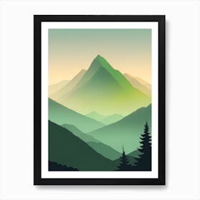 Misty Mountains Vertical Composition In Green Tone 166 Art Print