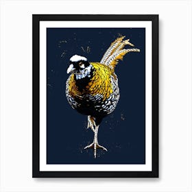 The Reeves Pheasant On Midnight Blue Art Print