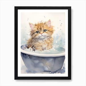 Selkirk Cat In Bathtub Bathroom 2 Art Print