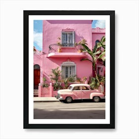 Pink House In Cuba Mexican life Art Print