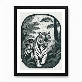 A Prowling Tiger In A Dense Jungle Underbrush Art Print