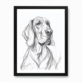 Bloodhound Dog Charcoal Line 2 Art Print