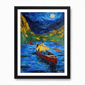 Canoeing In The Style Of Van Gogh 2 Art Print