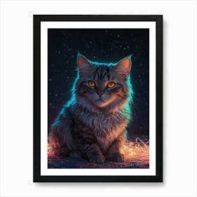 Cat In The Night Art Print