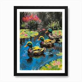Ducks In A Pond Art Print
