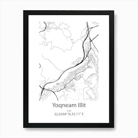 Yoqneam Illit,Israel Minimalist Map Art Print