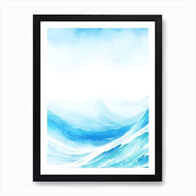 Blue Ocean Wave Watercolor Vertical Composition 55 Art Print