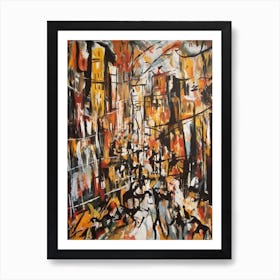 Painting Of A San Francisco With A Cat In The Style Of Abstract Expressionism, Pollock Style 4 Art Print