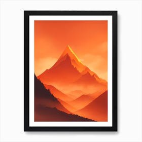 Misty Mountains Vertical Composition In Orange Tone 44 Art Print