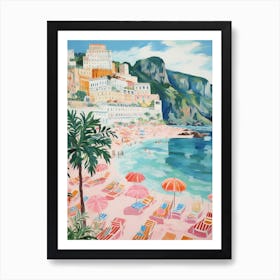 Atrany, Amalfi Coast   Italy Beach Club Lido Watercolour 2 Art Print