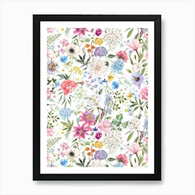 Watercolor Floral Pattern.Colorful roses. Flower day. artistic work. A gift for someone you love. Decorate the place with art. Imprint of a beautiful artist.22 Art Print