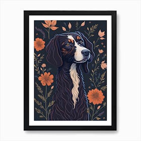Floral Dog Portrait Boho Minimalism (28) Art Print
