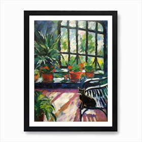 Painting Of A Cat In Central Park Conservatory Garden, Usa In The Style Of Matisse 04 Art Print